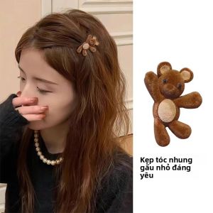 Kẹp Tóc Hình Gấu Nhung Nhỏ Dễ Thương Dành Cho Nữ Kiểu Kẹp Mỏ Vịt Tinh Tế Dùng Cho Tóc Mái Và Tóc Mái Lệch Phụ Kiện Tóc Phong Cách Hàn Quốc Chất Liệu Hợp Kim