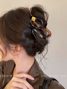 Large Acrylic Hair Claw Womens Wave Gold Label Shark Tail Hair Clip Stylish Sensation New 2025  out Korean Style