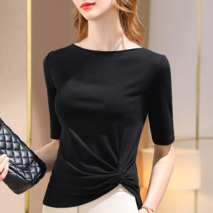 Slim Fit Irregular One-Shoulder Cap-Sleeve T-Shirt