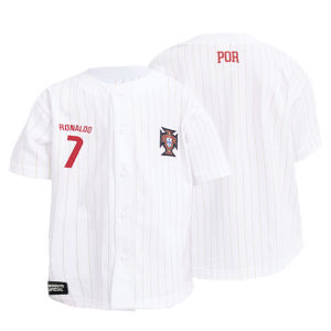 Player Number Printed Stripe Short Sleeve Shirt Parent-Child Matching Football Fan Gear Cristiano Ronaldo Style Sportswear