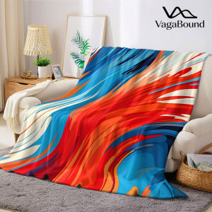 red blue fluid abstract Flannel Blanket Warm Soft Halloween Christmas Decorative Couch Warm Cozy All-Season Gift