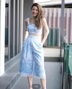 P0015-025 PIMNADACLOSET -Thick Crop Top Island Print Set