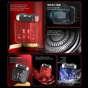Portable High-power Double-head Shaver Transparent Rechargeable Digital Mens Shaver