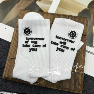 Sport Socks Shark Pattern Face Smiley Long Tube Cotton Home Wear Outerwear All Seasons Womens Mid-Calf Socks Trendy Pink