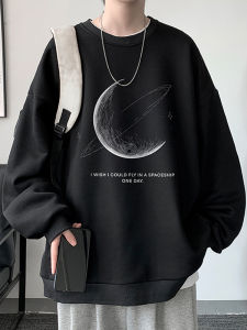 เสื้อยืดคอกลมพิมพ์ลายแฟชั่นสำหรับผู้ชาย แขนยาว ทรงหลวม ฤดูใบไม้ผลิและฤดูใบไม้ร่วง 2025 ใหม่ น้ำหนักหนา เสื้อผ้าฤดูหนาวสำหรับคู่รัก