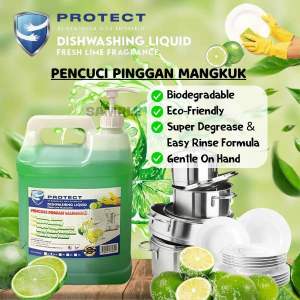 PROTECT Dishwash Liquid High Concentrated Lime Fresh 5KG subun pinggan/ pencuci pinggan / dishwashing liquid