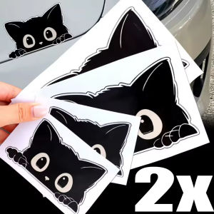 【WOKEN】2PCS Car Cat Eyes Peeking Sticker Poor Cat Is Stealing with Big Eyes Watch Vinyl Car Styling Cover Waterproof PVC