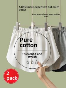 กระโปรงผู้หญิงลายลมกางเกงปลาฉลามตัวในปกปิดสะโพกสำหรับฤดูใบไม้ร่วงและฤดูหนาวกระโปรงคลุมสะโพกกระโปรงสั้นผ้าฝ้ายแท้ใส่ทับกัน