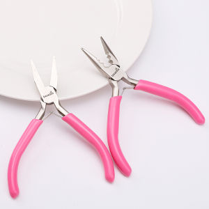 1PC Bright Pink Jewelry Tool Pliers Needle Nose Pliers Side Cutting Plier Bent Nose Plier for DIY Jewelery Making Hand Tools Accessories