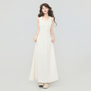 Keiko | Romantic French Style Neck-Hanging U-Neck Backless Lightweight Linen Dress