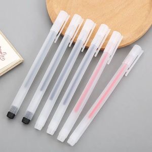 Perfect Life 5pcs Transparent Frosted Gel Pen 0.5mm Bullet Point Fountain Pen Learning Stationery Office Supplies