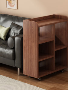 Solid Wood Mobile Sofa Side Table Storage Rack Vintage Small Cart Living Room Tea Table Snack Stand Eco Board Material