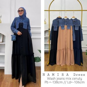 DRESS GAMIS MODE NAMIRA MIX CERUTY TERBARU BY YSJ