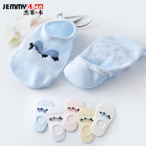 Baby Socks Thin Summer Style Learning to Walk Indoor Crystal Silk Floor Socks Anti-Slip Cotton Blend Kids Short Socks