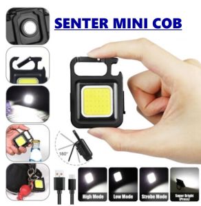 Lampu Senter Mini COB LED Keychain USB Rechargeable Led Senter Saku Portabel Gantungan Kunci dengan Pembuka Botol dan Dasar Magnet untuk Berkemah / Outdoor / Memancing