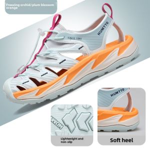 HUMTTO Summer Sport Womens Sandals Thick Bottom Anti-slip Slip-On Shoes Breathable Hollow out Low Top Fashionable Sandals