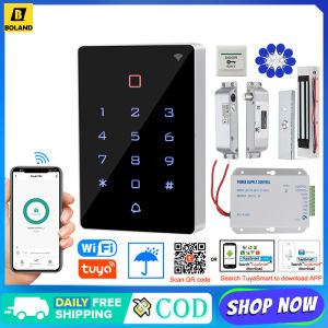 Boland RFID Keypad Access Controller WiFi Tuya IP68 Waterproof 125KHz/13.56MHz Card Reader WG26 Touch Password Door Opener System  Access Control Power Lock Exit Button Doorbell Set