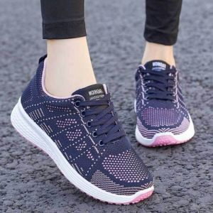 New Korean Style Laces Sneakers For Women Lightweight Breathable Leisure Running Rubber Shoes Women comfort Shoes On Sale