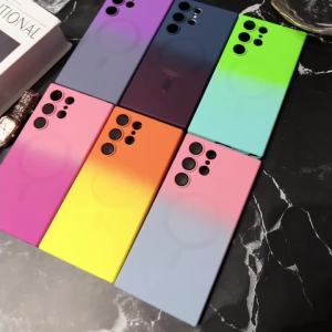 Magnetic Wireless Charge Gradient Case For Samsung Galaxy S25 S24 S23 S22 S20 Fe Plus Ultra For Magsafe Liquid Silicone Cover