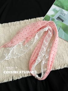 French Country Style Sweet Lace Polka Dot Long Scarf