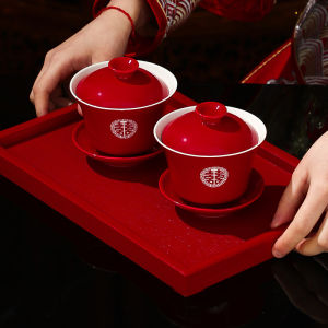 DANBIYIN | Wedding Red Tea Set Cups and Chopsticks