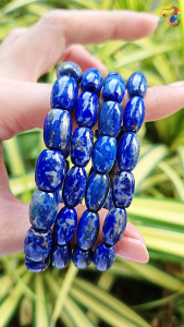 Premium Grade Lapis Barrel with Pyrites Bracelet