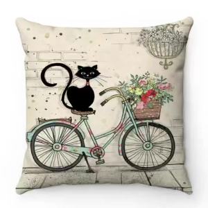 Cartoon Cat Pattern Series Super Soft Short Plush Material Pillow Cover for Home Sofa Decoration Pillow Cover