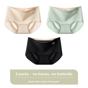 Miiow | MiiOW Ice Silk Seamless Womens Underwear 2024 New Thin Mulberry Silk Antibacterial Crotch Less Girls Mid High Waist Shorts