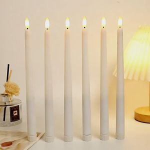6Pcs Plastic Candle Stick Battery Operated LED 3D Wick Yellow Flickering Light Flameless