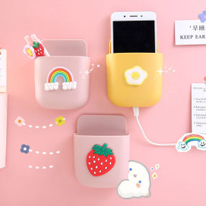 🔥Wishwa👍 100% Original Smilee Mobile Phone Stand Wall Hanging Remote Controller Mobile Phone Bracket Storage Box Charging Bracket Multifunctional Hanging Lazy Shelving