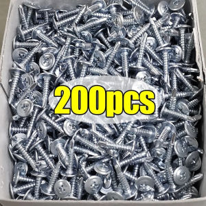 200PCS Stainless Steel Self-tapping Screws Metal Round Washer Flat Head Cross Phillips Self Drilling Screw Fasteners for Wood Sheet