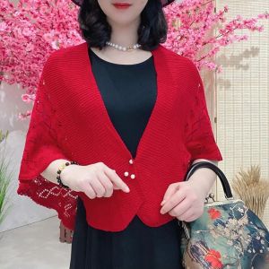 New Knitted Short Womens Shoulder Shawl Sleeveless Top with Strap Vest Outer Air Conditioning Sun Protection Light Summer Spring Autumn