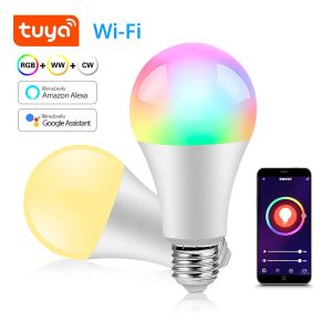 Tuya Smart Life หลอดไฟ LED 220V 15W WiFi E27 GU10 E14 เทียน LED โคมไฟ RGB APP Alexa Google Assisatnt Voice Control Spotlight