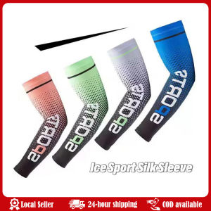 New Ice Silk Sleeve Sunscreen Cuff UV Sun Protection Arm Sleeves Anti-Slip Men Women Long Gloves Outdoor Cool Sport Cycling Summer Protection Includes 1 Pair Arm Sleeve and 1 Sunshade Mask for Outdoor Cycling Breathable Ice Silk Cooling Set