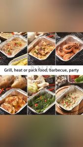 RE150 5.6x4.7x1.8 - Aluminum foil [Small Rectangular Pans] Tray with Transparent Lid - 450ml
