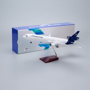 1/130 Large Scale Airplane 47cm Lufthansa Cargo MD-11 Resin Airplane Model Kit With Stand For Adult Aviation Souvenir Gift