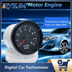 RYSJM | 52mm Car Tachometer 0-8000 RPM Tacho Meter For 1-8 Cylinders For 12V Car Vehicle Auto Tacho Gauge With Withe LED Backlight