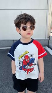 Set bộ siêu nhân người nhện áo thun cotton quần short cho bé trai 1 đến 7 tuổi BERNIE H1024B16