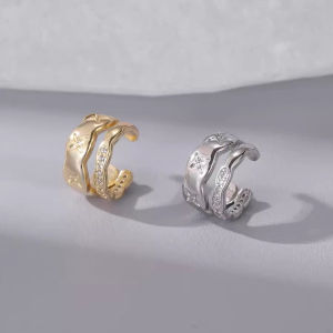 1 Pcs Fashion Double Layer Clip Earrings for Women Girls Ear Cuff Clip Without Pierced Ear Cuff