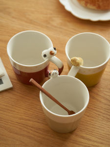 แก้วกาแฟสุนัขแมว 3D สไตล์ญี่ปุ่น อบสดใหม่ สุดน่ารัก น่ารัก สุดสร้างสรรค์ สำหรับใช้ในบ้านและออฟฟิศ