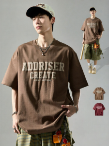 SZON | American Retro Letter Patch Couple T-Shirts
