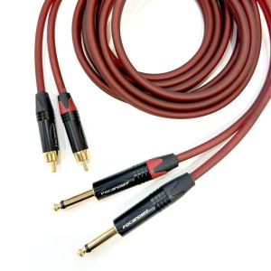 【1.5M/3M/5M】 Gold-Plated 2*6.35mm  to 2 RCA Cable Stereo Audio Aux