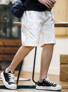 Quần Short Denim Nam Mùa Hè Mới 2025 Quần Short Denim Màu Trắng Cạp Vừa Dáng Rộng Thoải Mái Dài Năm Inch Quần Jeans Nam