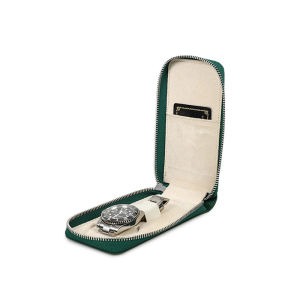 เคสนาฬิกาหนังแท้ทำด้วยมือสำหรับทุกเพศกล่องเก็บนาฬิกาข้อมือเดี่ยวมีซิปกล่องโชว์นาฬิกากระเป๋าใส่นาฬิกา
