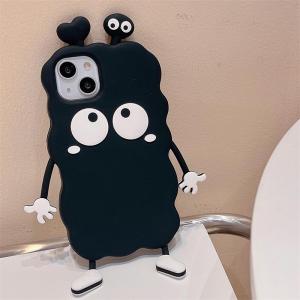 CrashStar 3D Cute Cartoon Black Thick Silicone Soft Shockproof Phone Case For iPhone 15 14 13 12 11 Pro Max XS XR X 8 7 Plus + SE 2020 Funny Briquettes Phone Casing Fashion Phone Cover Shell Top Seller