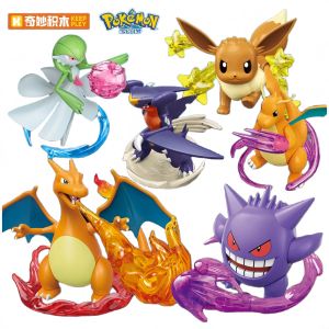 Keeppley | Keeppley Pokemon Building Block Toy Meowth Charizard Gengar Eevee Gardevoir Garchomp Cartoon Anime Figure Educational​ Gifts