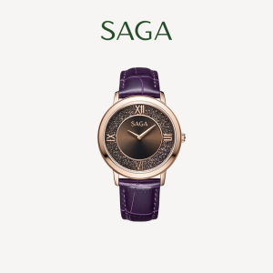 SAGA Classic Fashion Quartz Womens Watch Waterproof Small Purple Table round Table Ins Domestic Brand Leather Strap Watch