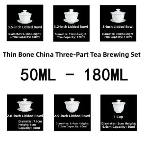 Thin Transparent High-Density Bone China Tea Set Sancai Bowl