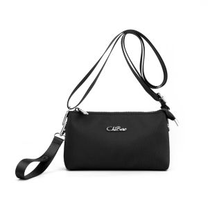 Fashionable Waterproof Mini Crossbody Phone Bag for Women Lightweight Horizontal Simple Style Oxford Spinning Zipper Closure