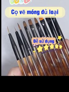 Cọ vẽ móng cọ quét cọ vẽ nét vẽ hoa đắp gel bút vẽ gradient bút vẽ tranh bán trong suốt. Manicure pen set - C010